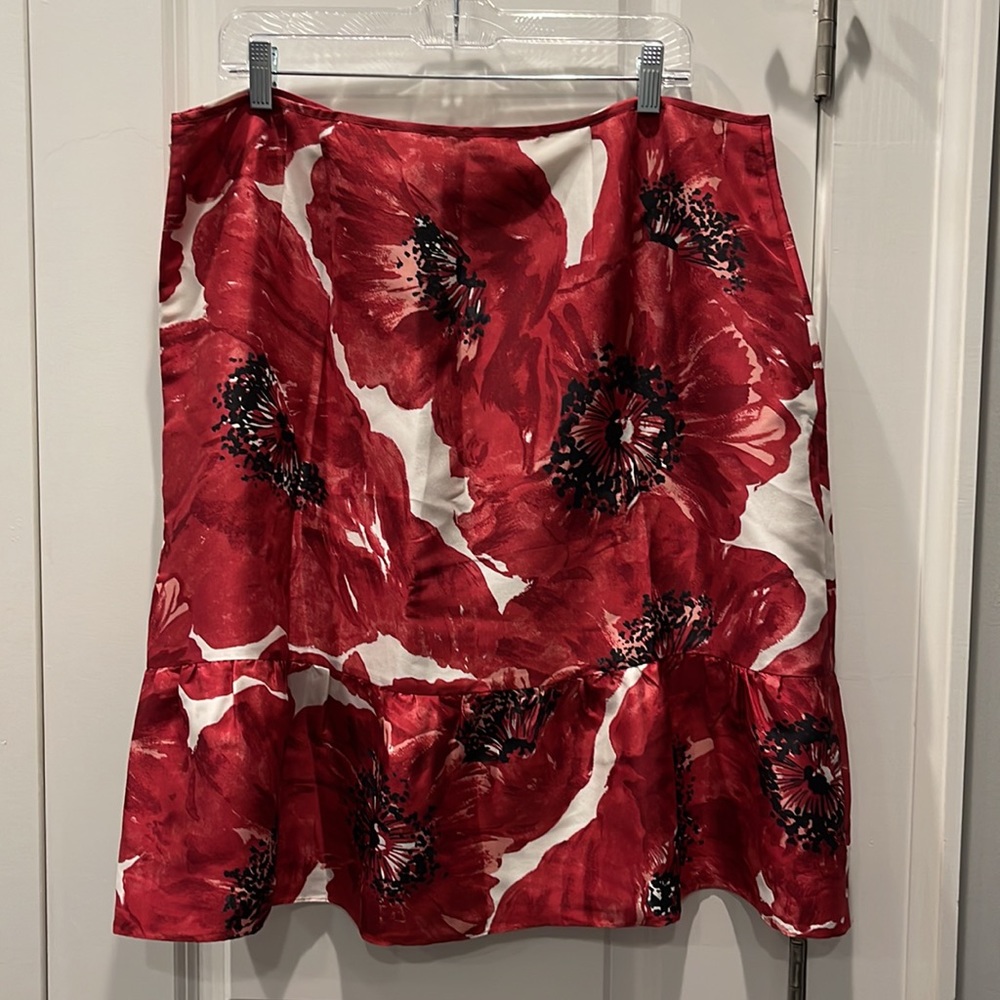 Ann Taylor silk skirt red/pink/cream size 18 NWT - Picture 7 of 8